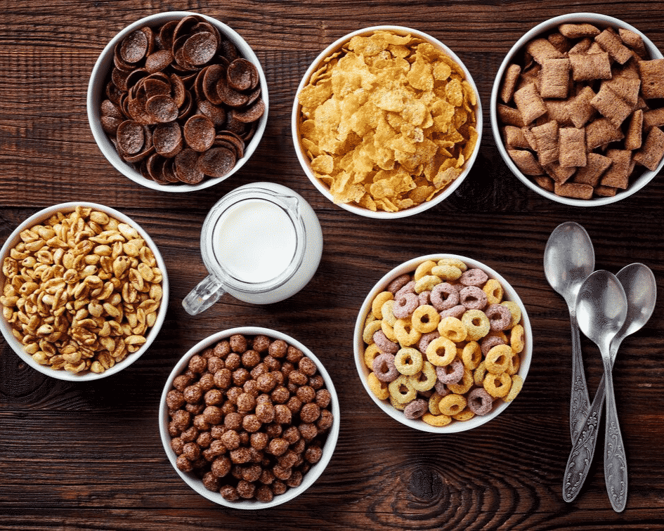 save money on groceries by stocking up during sales - cereal shown