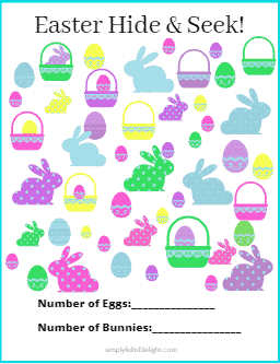 Easter Hide and Seek activity - a set of 8 FREE downloadable printables for kids #easter #spring #activities