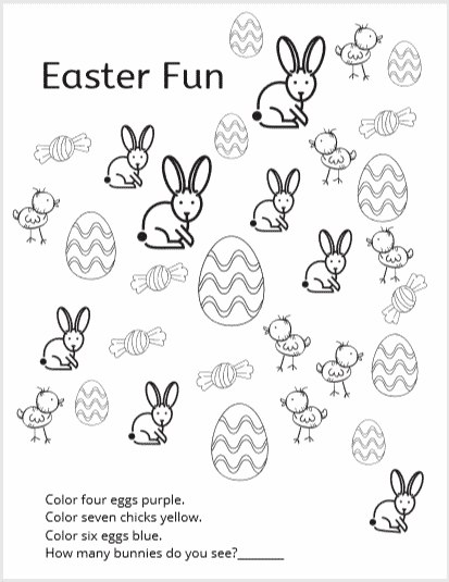 Following Directions Look and Find -  8 coloring and activity pages for kids  #easter #activitypages #free