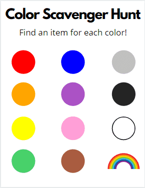 Color Scavenger Hunt for kids