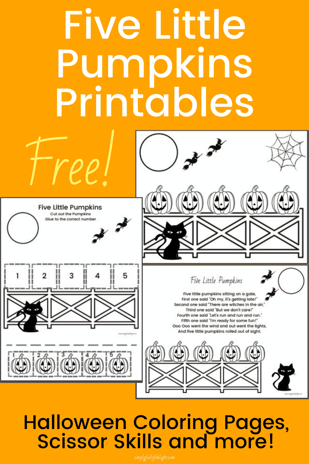 5 Little Pumpkins Coloring Page & Activity Simply Full of Delight