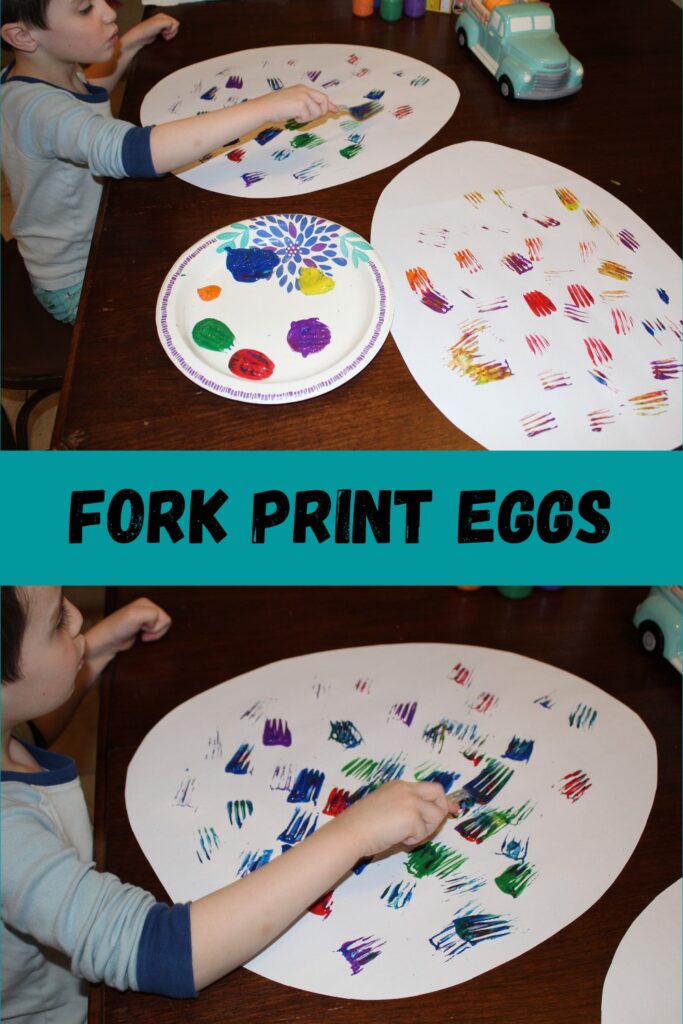 Fork Print Eggs  - Easter craft ideas 