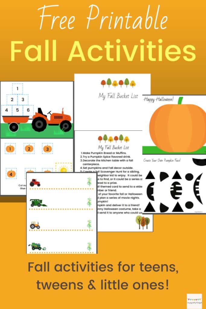 Free Printable Fall Activities for Families,  fall activities for teens, tweens, and preschool age.