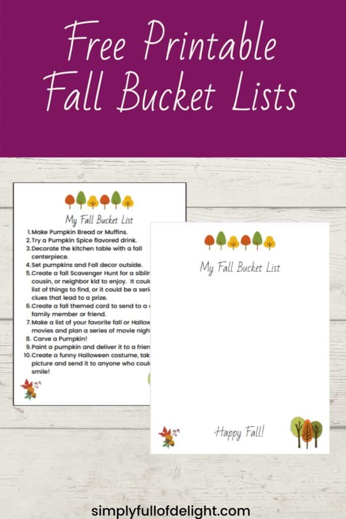 Printable Fall Bucket List, fall fun activities