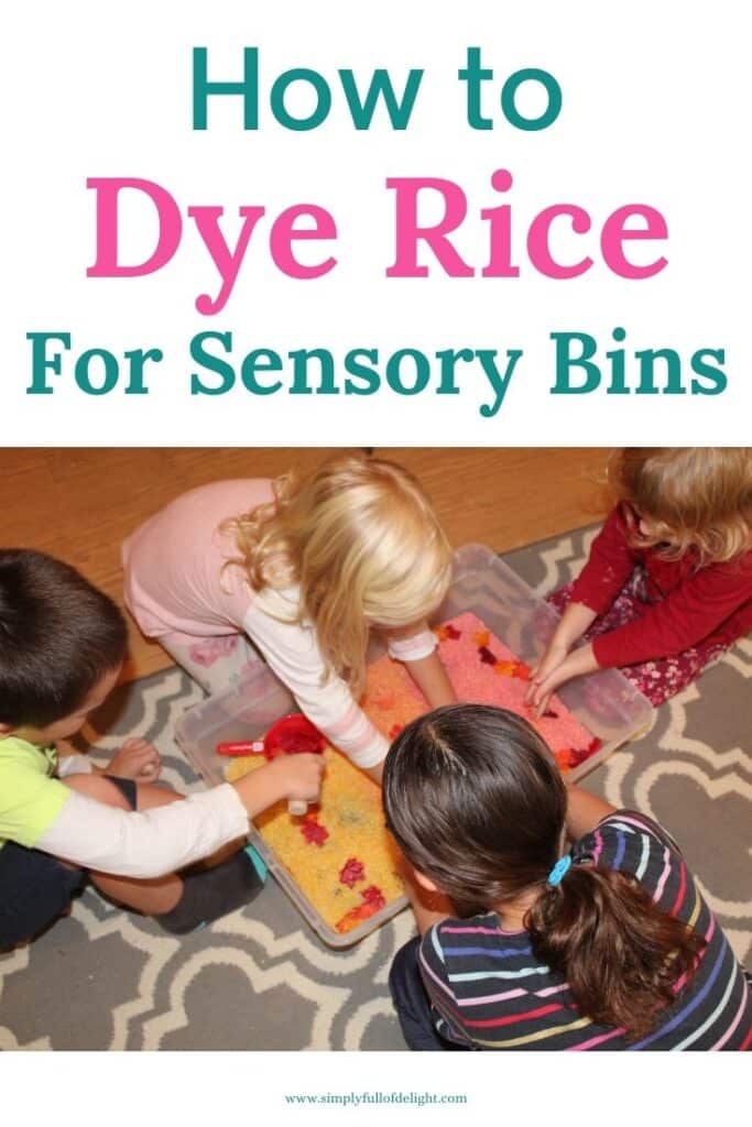 How to make colored Rice for Sensory Play - Sensory Bin Fun!