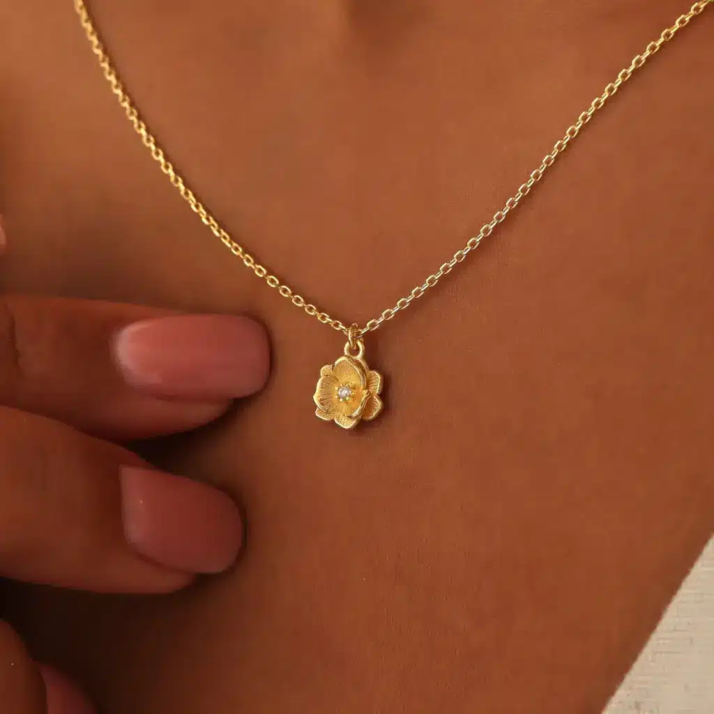 birthstone necklace flower