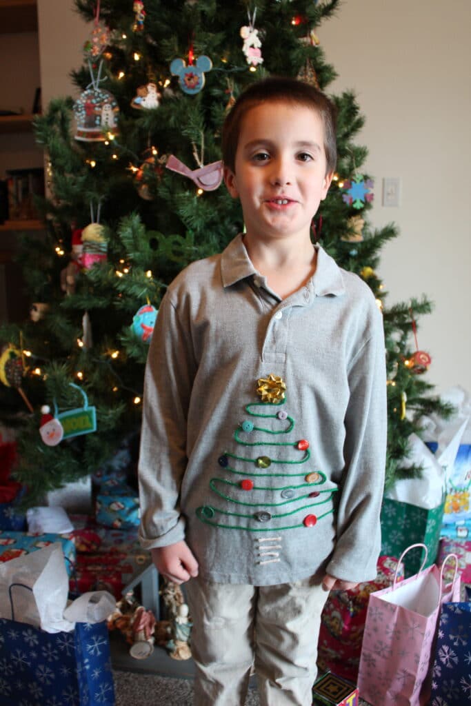 No-sew Ugly Christmas Tree Shirt for kids