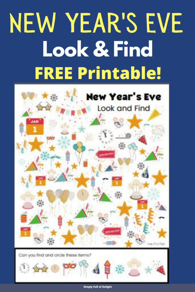 Free!  New Year's Eve Look and FInd Printable - New Years eve I Spy printable