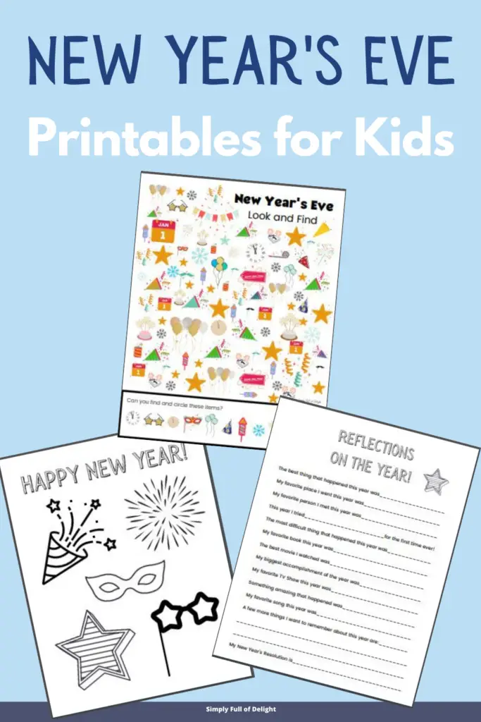 Kids printable new year's eve