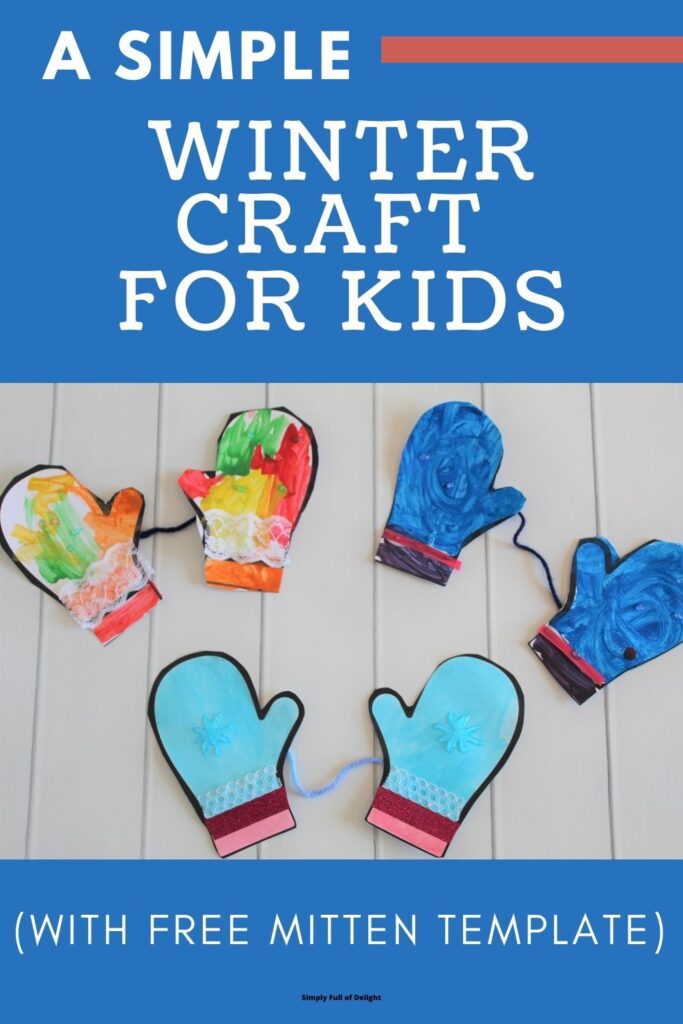 a simple winter craft for kids - 3 pairs of  mitten crafts