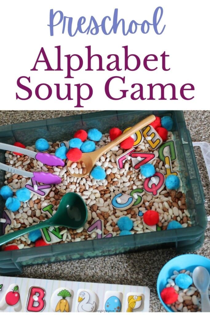 Preschool Alphabet Soup Game - A sensory bin ABC activity