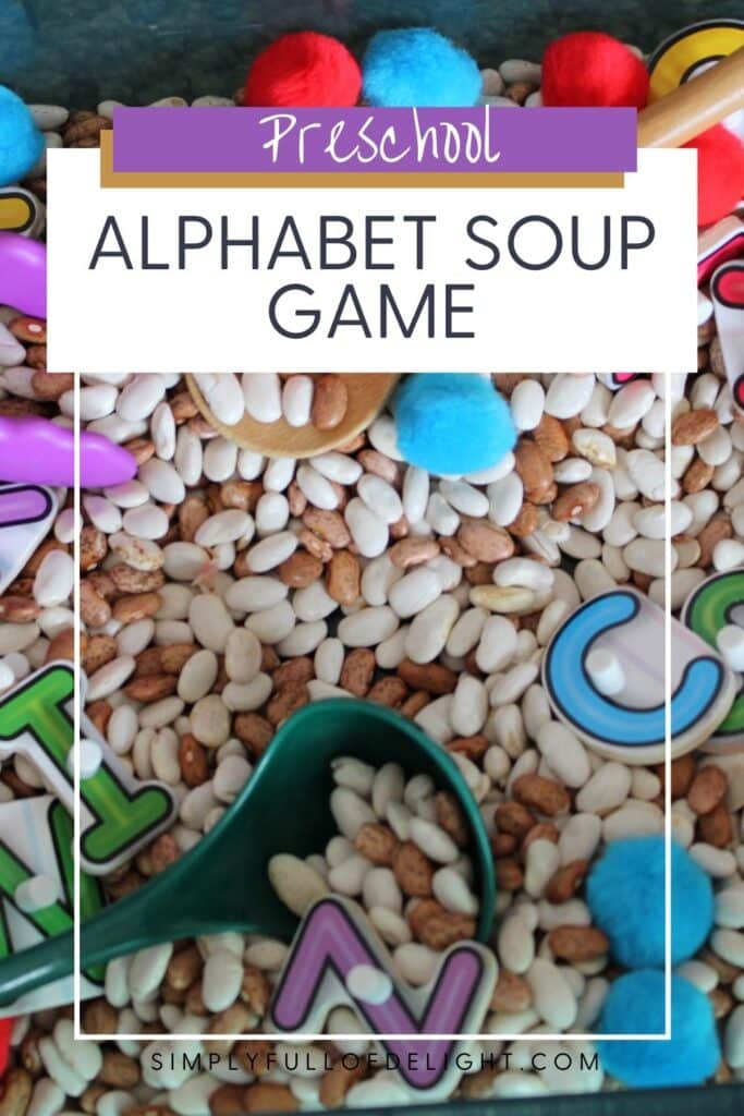 Preschool Alphabet Soup Game - A Preschool ABC Sensory Bin