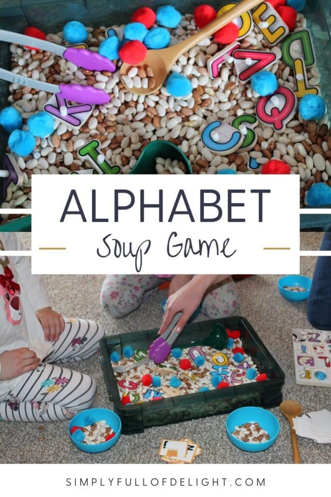 Alphabet Soup Game - A Preschool ABC Sensory Bin