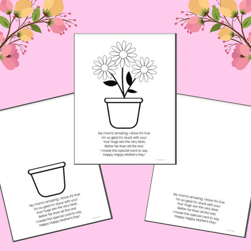 3 Mother's day poem printable options on a pink background