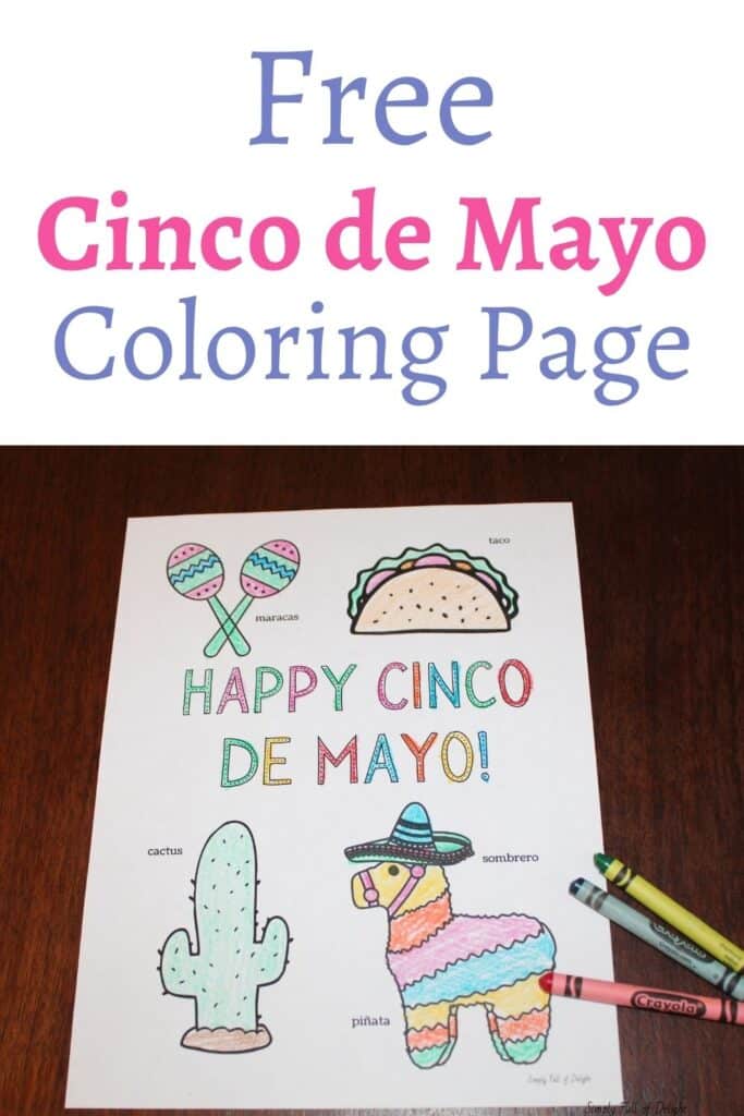 Free Cinco de Mayo Coloring Page - colored page with a variety of crayons shown