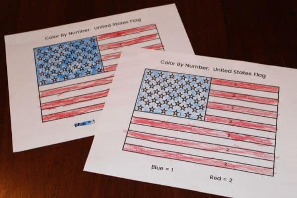 Color by Number American Flag - great for preschool, kindergarten and early elementary.  Grab your free printable today