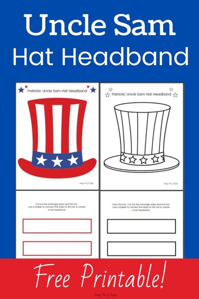 4th July Hat Craft, Memorial Day Patriotic Craft Editable Name Hat