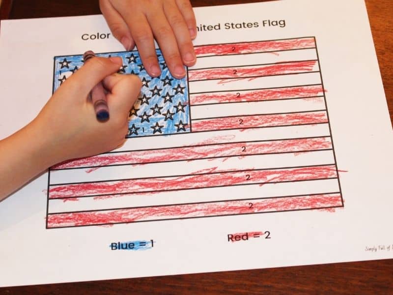 American flag color by number