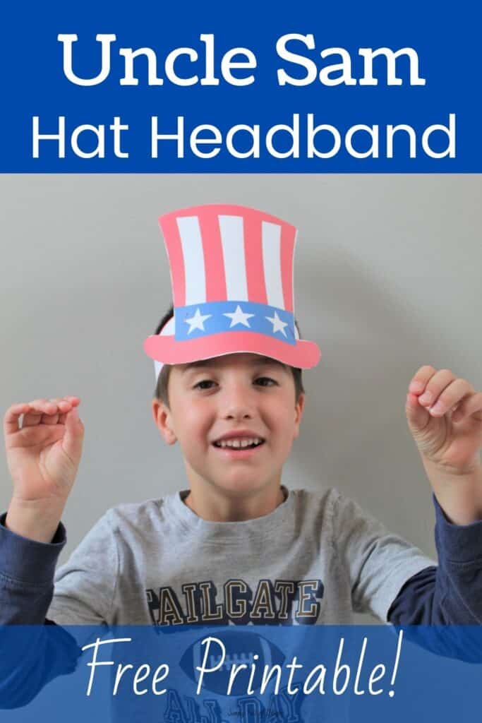 Uncle Sam Hat Headband - Free printable Make your own Patriotic Hat for 4th of July or President's Day!  Great for any patriotic holiday.