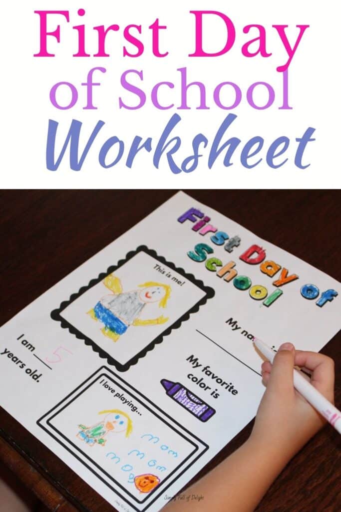 First Day Of School Worksheet Preschool