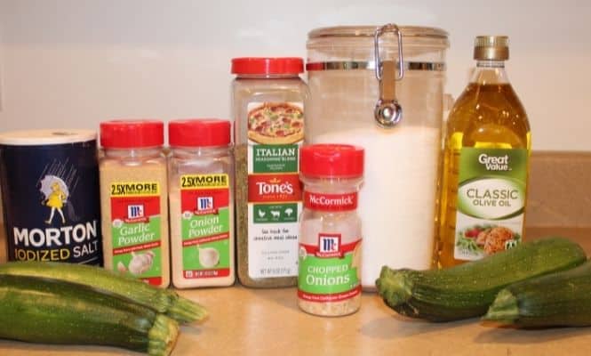 Ingredients for the best grilled zucchini, which is kid friendly!