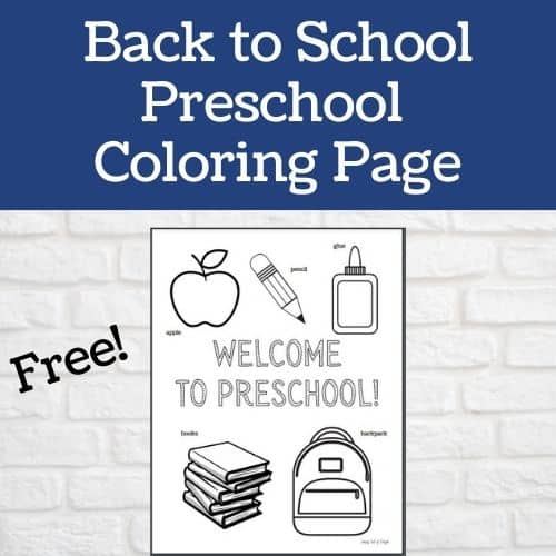 Free Back to School Preschool Coloring Page