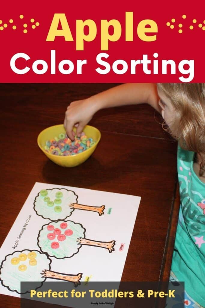 Apple Color Sorting Activity for toddlers and pre-k