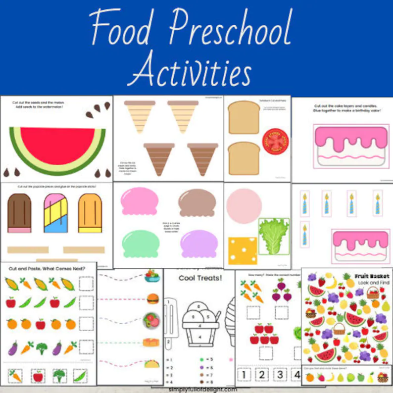 food themed preschool activity pack
