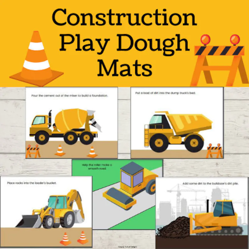 construction play dough mats