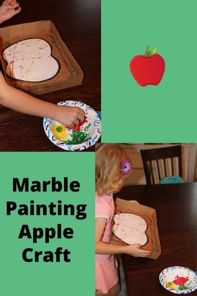 Preschooler Marble Painting an apple craft