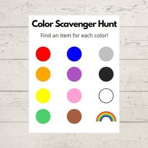 Color scavenger hunt from Simply full of delight - virtual birthday party game