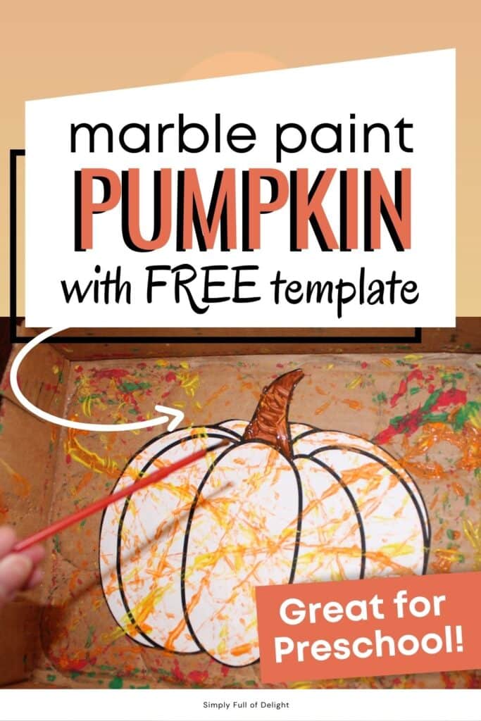 Marble Painting Preschool Pumpkin Craft - a fun way to paint!  This fall craft for kids will be a hit!  Grab your free template now!