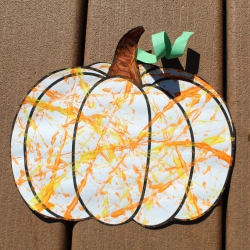 Marble painting preschool pumpkin craft by Simply Full of Delight