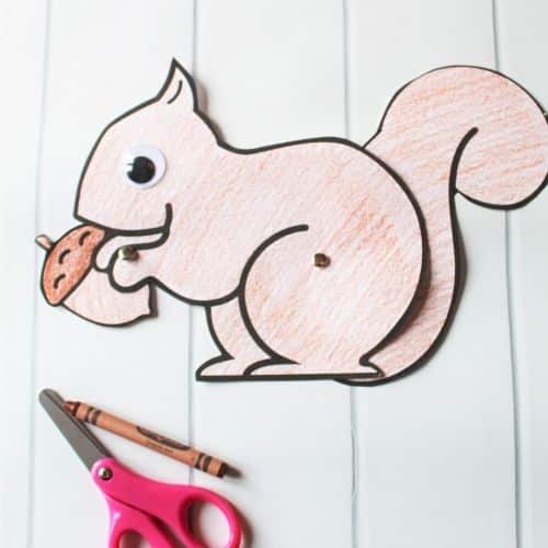 Easy Preschool Squirrel Craft with a free squirrel template