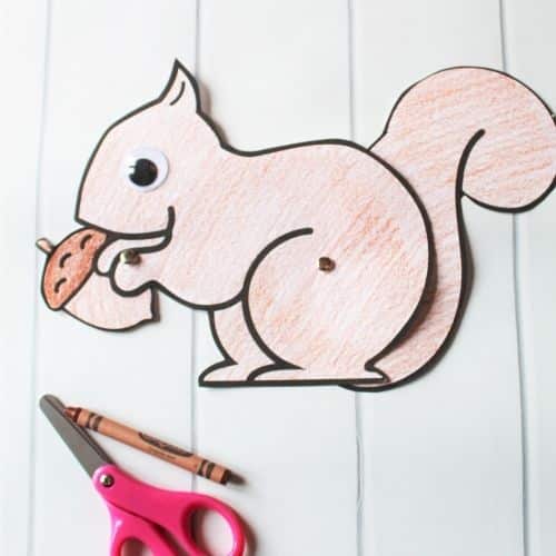 Acorn Painted Squirrel Craft with Free Template - Happy Toddler Playtime