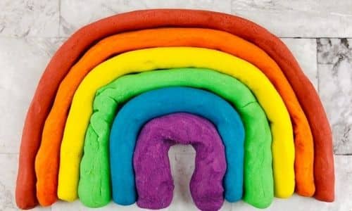 Rainbow play dough by Made in a Pinch