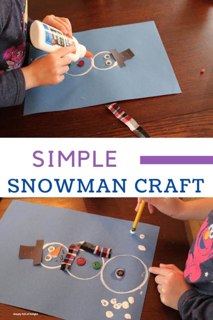 Simple Snowman Craft - child decorating a snowman picture with paint