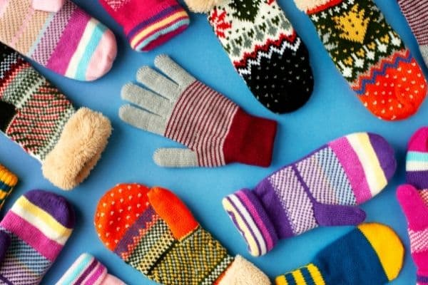 Mitten Match Challenge game - an assortment of colorful mittens are shown