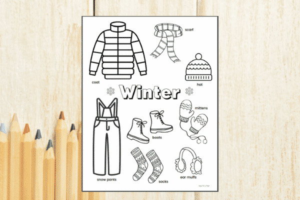 Winter clothes coloring discount pages