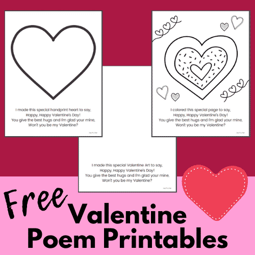 Free Valentine Poem Printables - There's a heart with a poem for parents, a coloring page, and a blank page with just the poem!