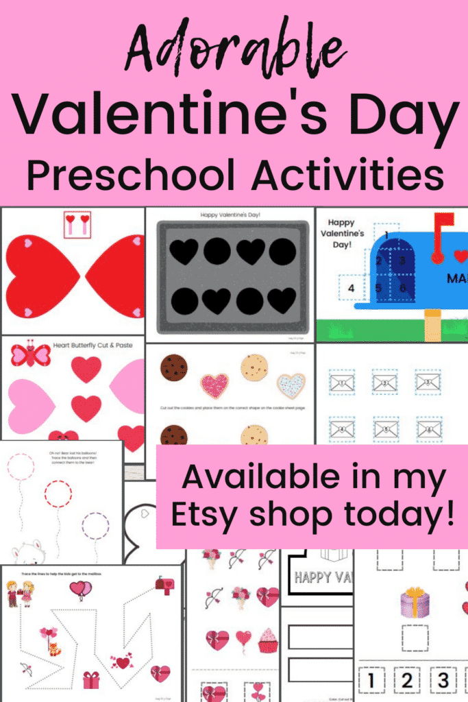 Valentine's day preschool activities available in my etsy shop