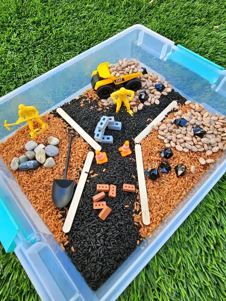 construction sensory bin