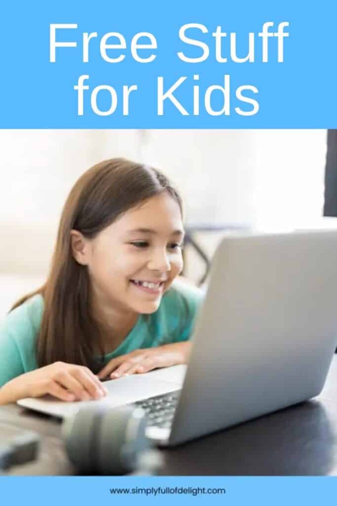 Free Stuff for Kids  - child looking at computer shown