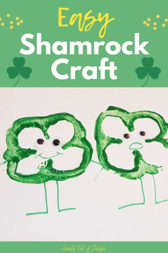 Easy Preschool Shamrock Craft - pepper stamping to make shamrock man!