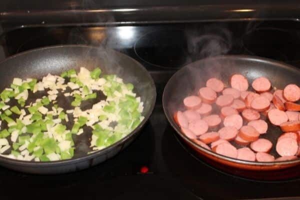 red beans and rice cooking on the stove