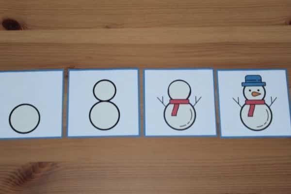 Snowman Preschool Sequencing Cards free printable