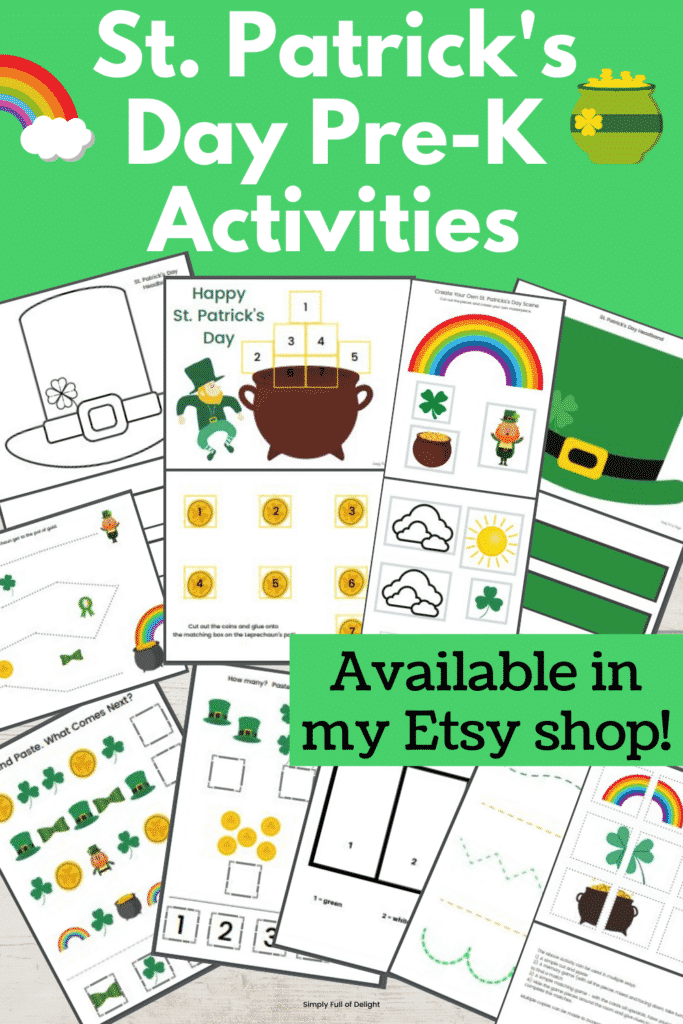 St. Patrick's Day preschool worksheets and st patrick's day preschool activities  from etsy
