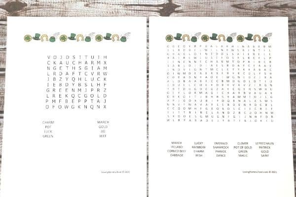 St Patrick's Day word search printables
