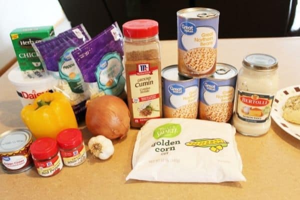 Ingredients for gluten free white chicken chili