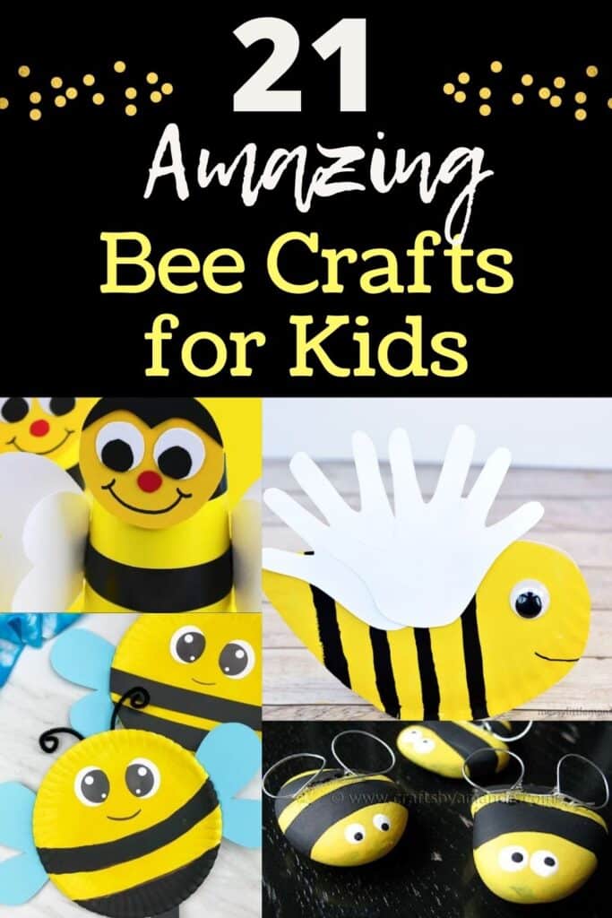 Bee Crafts for kids - find tons of bee crafts including bee cup craft, handprint bee, rock bees, and paper plate bees